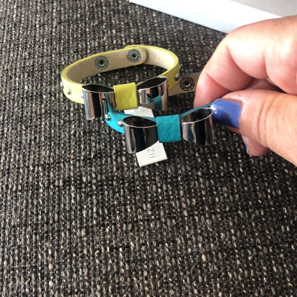 Turquoise or Yellow Leather Bow Bracelet,NWT - Picture 3 of 8
